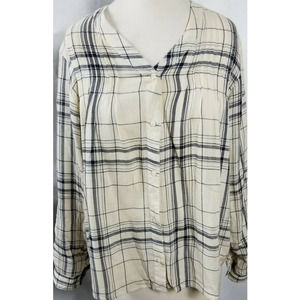 Nine West Womens Button Down Blouse Medium Plaid
